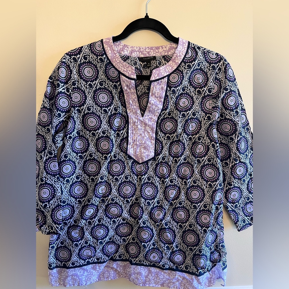 Talbots Blue Tunic Top with Elegant Design